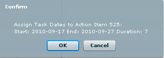 confirmation message showing the duration adjusted for the number of work days