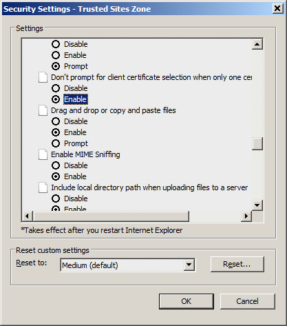 Don't prompt for client certificate