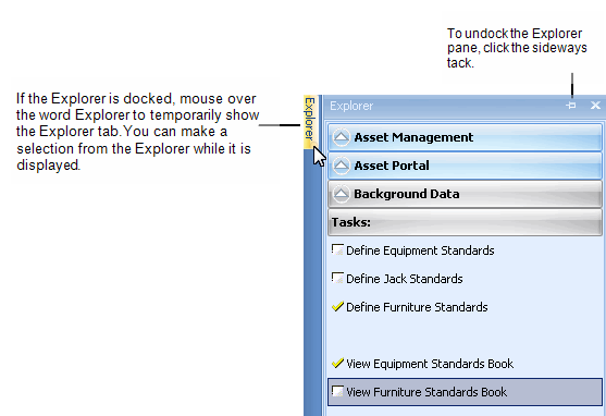 screen shot showing the docked Explorer panel