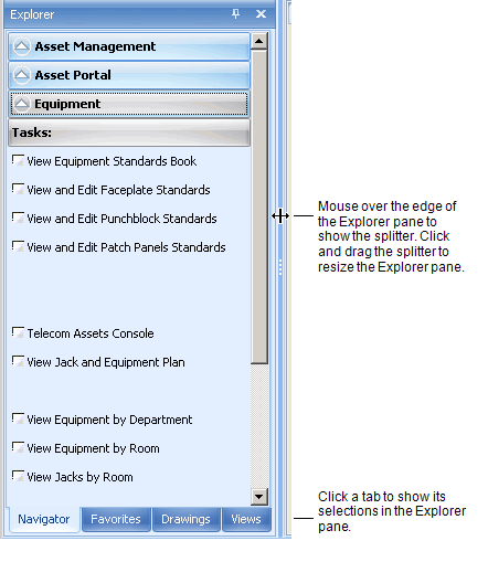 Explorer panel showing the splitter used to resize the panel. The spitter shows when you mouse over the edge of the panel.