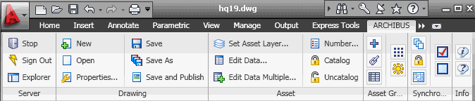 Ribbon toolbar with the ARCHIBUS tab selected