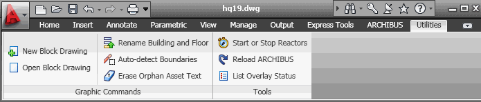 Ribbon toolbar with the Utilities tab selected