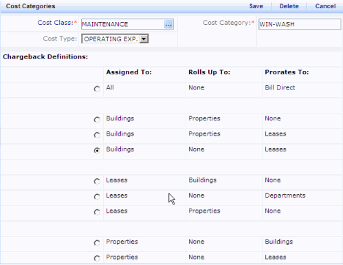 Screen shot the definition of the Win Wash cost category.