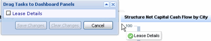 screen shot showing the green check mark that appears when the view is positioned in a panel.