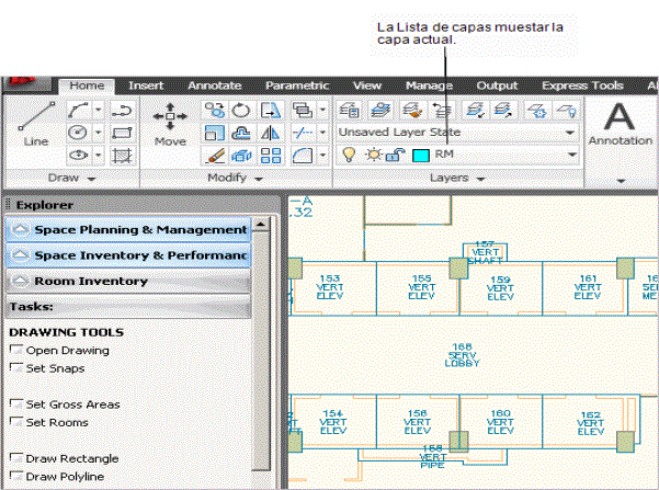 Barra de herramientas de las capas de AutoCAD