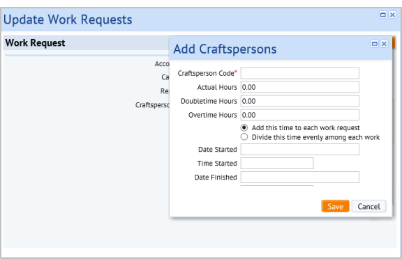 Update Work Requests with Actual Values from the Job