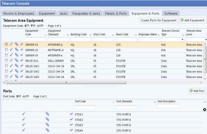 Automatically Create Ports for Telecom Area Equipment
