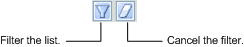 filter and cancel icons