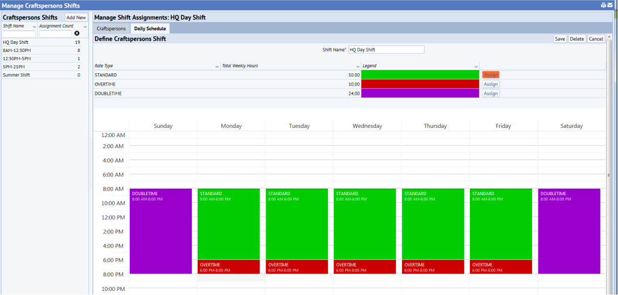 define-shifts-and-assign-shifts-to-craftspersons
