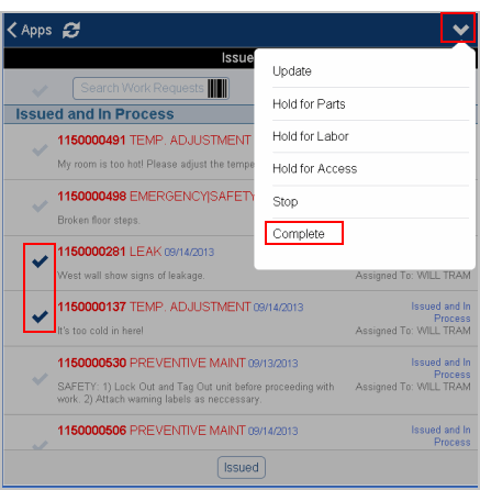 Complete Work Requests