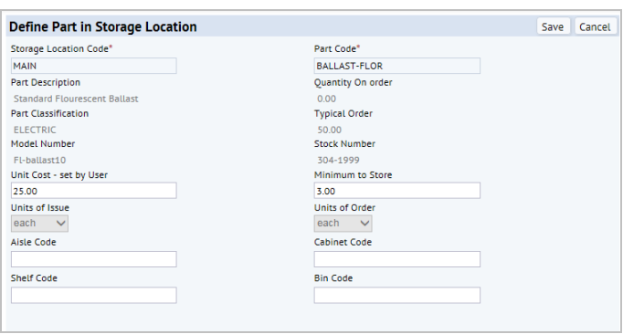 Section Inventory Manage Parts Inventory